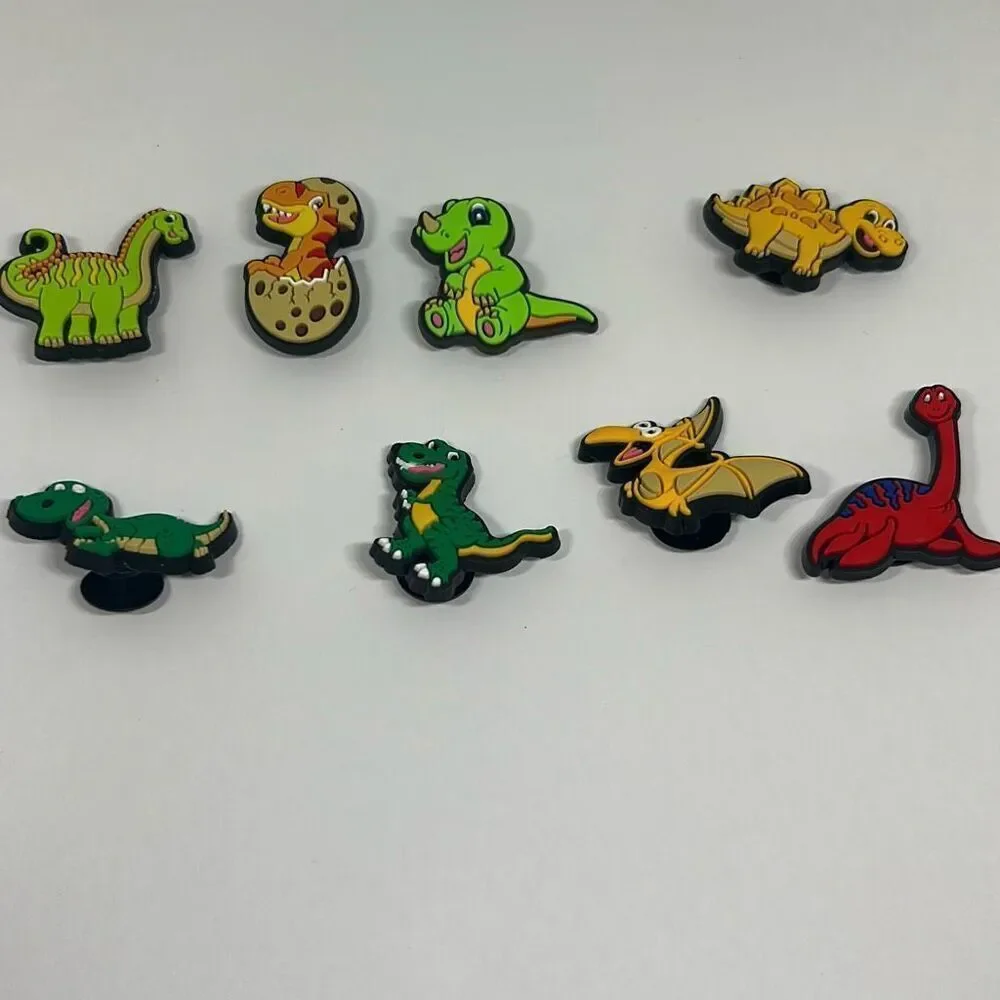 8-Piece Dinosaur Shoe Charms Set – Fun Prehistoric Accessories for Clog & Sandal